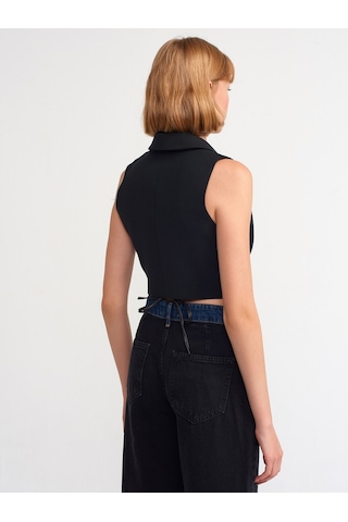 Dilvin Vücuda Oturan Yelek  Siyah