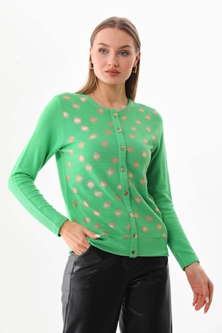 Sistas Kadın Gold Puantiyeli Uzun Kol Hırka 23977 Benetton Yeşil