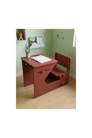 Ergonomik Ahşap Çocuk Çalışma Masası Ve Sandalyesi Seti, Aktivite, Oyun Ve Okuma Masası Seti, Montessori Ahşap Çocuk Aktivite Masası Ve Sandalyesi Kırmızı