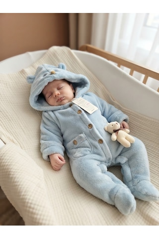 Gunes7 Peluş Bebek Uyku Tulumu Mavi