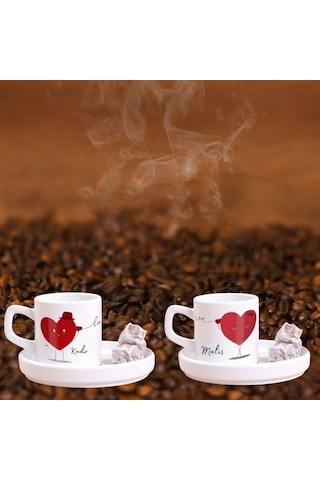 Sevgililere Özel Türk Kahvesi Fincanı Ve Altı