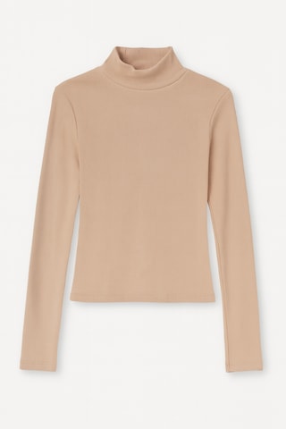 4145 Kadın Dik Yaka Basic Body Bluz Bej Bej