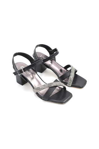 Beyaz Desny Taş Biye Detaylı Topuklu Kadın Ayakkabı Siyah Siyah