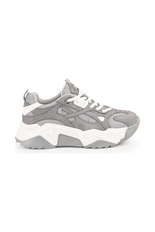 Libero L083.65137 Gri Hakiki Deri Kadın Sneaker Yüksek Tabanlı Rahat Spor Ayakkabı Gri