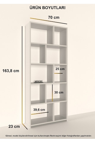 Cordoba 5 Raflı 10 Bölmeli Kitaplık Dekoratif Modern Kitaplık, Rivoli