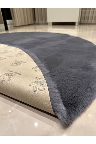 Ultra Soft Gri Yumuşak Dokulu Peluş Halı Yuvarlak