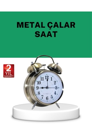 Gümüş Renkli Sessiz Işıklı Dekoratif Masa Üstü Çalar Saat Alarmlı - Lisinya