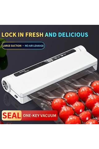 Honeybeeshop Beyaz Gıda Koruma Kompakt Otomatik Vakum Kapama Makinesi Kucuk Ev Kullanimi Guclu Emis Teknolojisi Taze Kalma