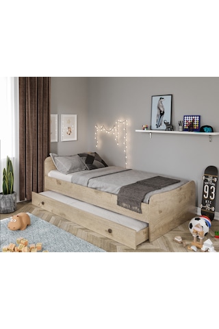 Kznhome Selen Yavrulu Karyola Meşe - Tamamı 1. Kalite Mdf