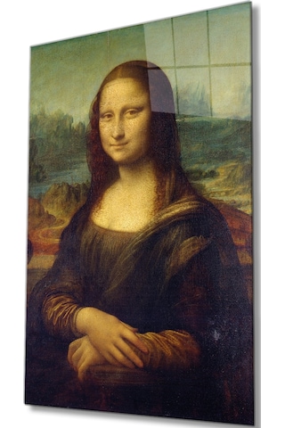 Mona Lisa Portresi Sanat Cam Tablo, Ev Ve Ofis Duvar Dekoru, Hediyelik Büyük Temperli 4 Mm Cam Tablo