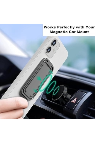 Cep Telefonu Tutucusu, Ultra İnce 360 Dönebilen Telefon Arka Tutucu, Katlanabilir Manyetik Phone Grip Stand, El/yatak İçin Evrensel Manyetik Araç Tutucu Metal Siyah