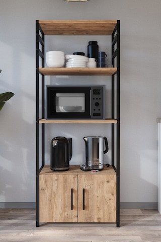 Mutfak Standı 2 Kapaklı 4 Raflı Kahve Köşesi Mutfak Rafı Mutfak Bangosu Kolombiya Çam