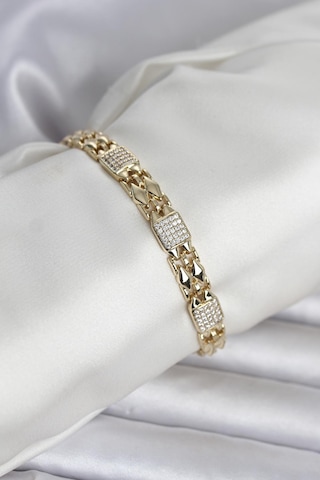 Zarif Bilekler İçin Golden Metal Zirkonlu Model Kadın Bileklik Metalik