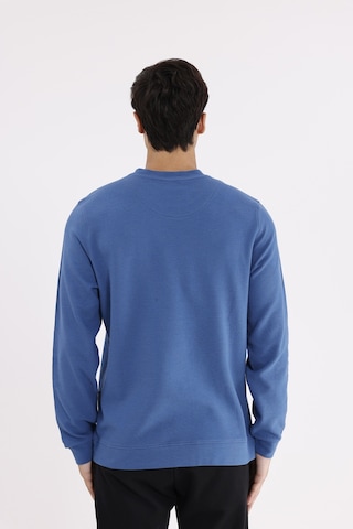 Rowinger Yatay Dokulu Ottoman Yüzey Tonal Logo Detaylı Bisiklet Yaka Standart Kalıp Sweatshirt İndigo