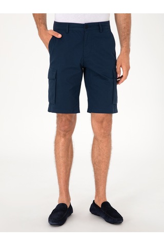 Cacharel Lacivert Comfort Fit %100 Pamuk Bermuda Şort
