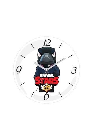 Brawl Stars Crow Sessiz Akar Bombeli Gerçek Cam Duvar Saati Çok Renkli