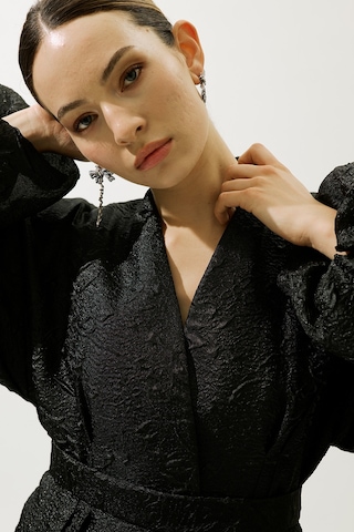 Jakar Organze Kimono Siyah Siyah