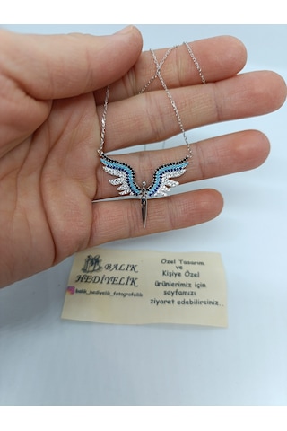 925 Ayar Gümüş Kolye Hediye Kutulu Mikail Melek Modeli Büyük Boy-1024 Çok Renkli