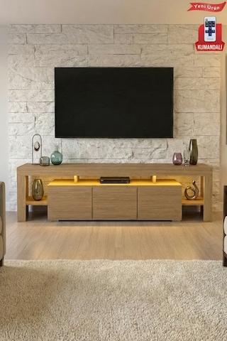 Kale Ledli Tv Ünitesi 200 Cm Meşe