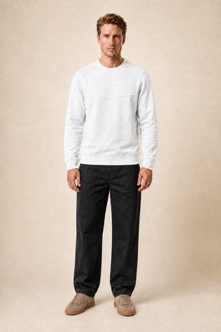 Redline Lines Regular Fit Kışlık Sweatshirt Beyaz