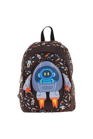 Kaukko Kids Üç Gözlü Erkek Çocuk Okul Sırt Çantası 3d Roket Detaylı - L5264 Siyah