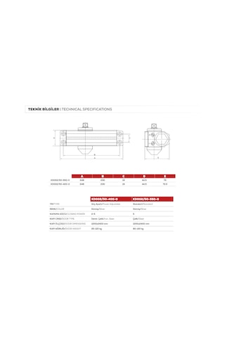 Kale Kapı Hidroliği Gümüş-güç Ayarlı-5 Numara- 80-120 Kg