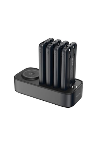 S-link Ip-ds40 4 Adet 10000mah Powerbank Li 15w Kablosuz Şarj Siyah Taşınabilir Şarj İstasyonu Siyah