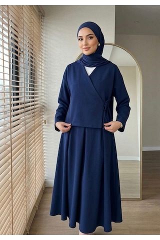 Lior Design Etekli İkili Takım Tesettür Lacivert