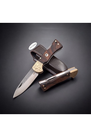 N690 Böhler Çelik Gravürlü Balçıklı Kilitli Yaylı Çakı Dayanıklı El İşçiliği Çakı Modelleri Açık Kahverengi