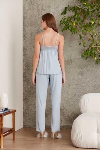 Pierre Cardin 2820 Kadın Mist Dantelli Penye 3'lü Sabahlıklı Pijama Takım 001