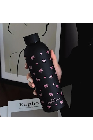 Trendooze Temiz Pembe Kurdeleli 17 Oz Paslanmaz Celik Termos Sıcak Soguk Içicekler Seyahat Spor Gaojunshop01 Desenli Paslanmaz Pembe