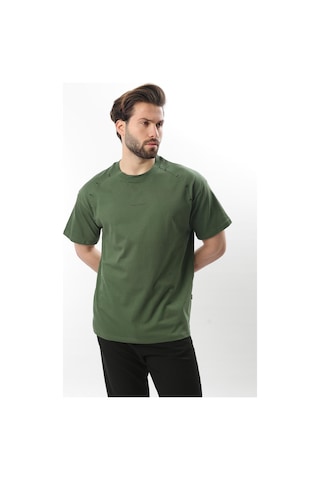 Madmext Haki Baskılı Nakış Detaylı Erkek T-shirt E7108 Haki