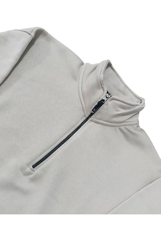 Yarım Fermuar Sweatshirt Bej