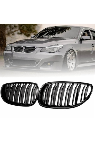 Bmw E60 M5 Ön Böbrek Panjur Piano Black 2003 - 2009 Çift Tırnak