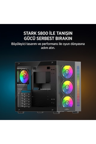 James Donkey Stark S800 4xargb Temperli Cam 650w 80+ Bronze Atx Siyah Gaming Oyuncu Kasa