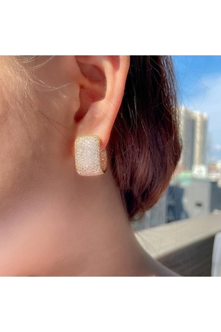 Novahub Altın Wwj Küpik Küpe Seti, 500 Adet Kübik Zirkonya, Kadın Altın Gümüş Küpe Altın