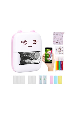 Skycity Mini C9 Pembe Termal Yazıcı - Bluetooth 4.0, İos/android Uyumlu, Mürekkepsiz Baskı, Öğrenme Asistanı, 57mm Kağıt Desteği