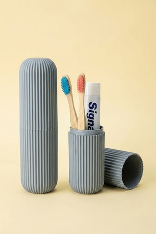 Gri - Seyahat Tipi Diş Fırçası, Makyaj Malzemesi Saklama Kabı, Çok Amaçlı Aksesuar Organizeri Gri