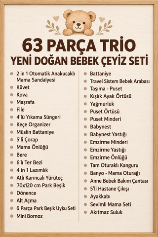 63 Parça Trio Yeni Doğan Bebek Çeyiz Seti Full Set Bebeğiniz İçin Gerekli Olan Her Şey