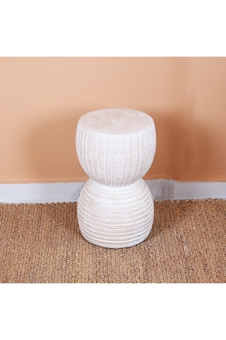 Nava El Yapımı Beyaz Mungur Sehpa 47x27 Cm