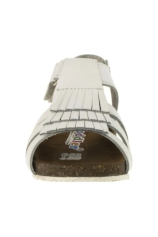 Toddler 493 Doğal Deri Anatomik Mantar Taban Beyaz Çocuk Sandalet 31-36 Beyaz