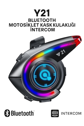 Y21 Bluetooth Motosiklet Kask Kulaklığı Led Işıklı İntercom