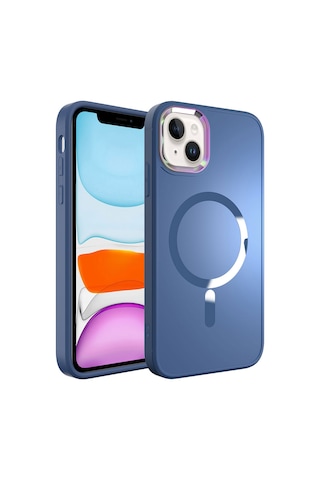 Apple Uyumlu iPhone 14 Magsafe Wireless Şarj Özellikli Zore Stil Kılıf-sierra Mavi Sierra Mavi
