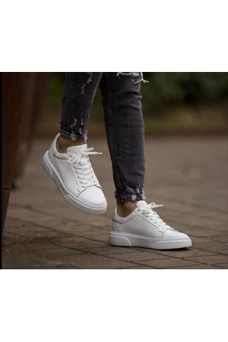 Taşpınar %100 Hakiki Deri Ortopedik Yazlık Hafif Erkek Rahat Günlük Sneaker 38-47 Beyaz