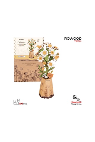 Rowood Tw061 Papatya Çiçeği Chamomile Dıy Minyatür Maket Model Seti Ahşap 3d Wooden Puzzle Model Kit Ahşap Maket Dekoratif Hobi Seti