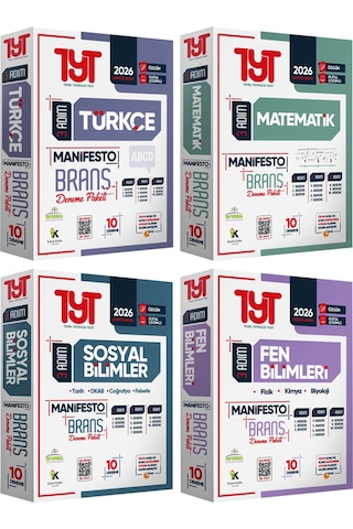 2026 YKS TYT Türkçe-Matematik-Sosyal-Fen Bilimleri 3 Adım 4lü Manifesto 40 Adet Branş Deneme Seti