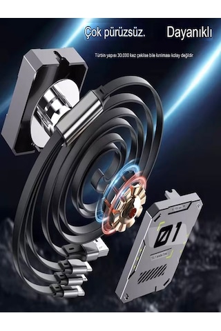 100w 3a Çoklu Hızlı Şarj Kablosu 3in1 Lightning + Type-c + Micro Usb, 1.2m Çoklayıcı Alüminyum 100w