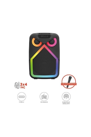 Bluetooth Hoparlör Baykuş Görünümlü 50w Rgb Led Işıklı Kablosuz Mikrofonlu Taşınabilir Karaoke Speaker