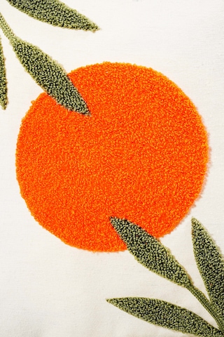 Punch Nakışlı Bohem Kırlent Kılıfı 45x45 Cm, Beyaz Kumaş, Dekoratif Yastık Kılıfı Karışık/Çok Renkli