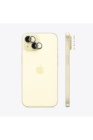 Safeus Safir Temperli Kamera Lens Koruyucu Apple Uyumlu iPhone 15 Plus Ve İle Sarı